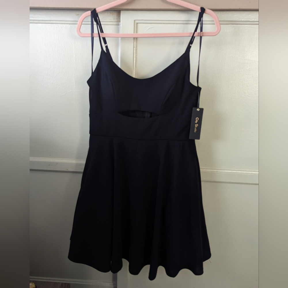City Studio Juniors' BlackCutout Fit & Flare Dress (size 13)